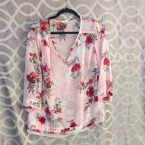 Sheer flower print blouse